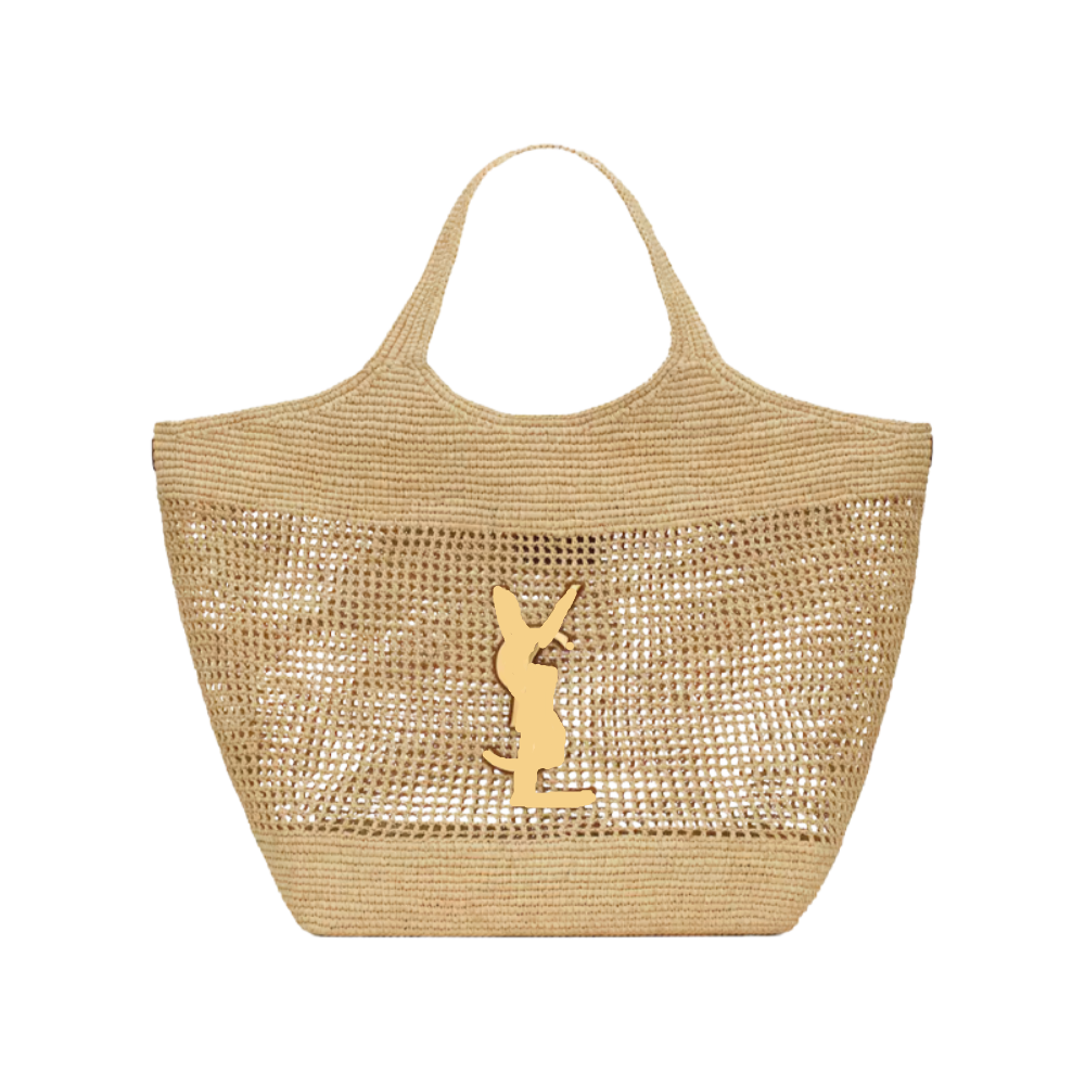 SAINT LAURENT YSL Raffia Icare Tote Bag